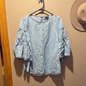 J. Jill Light Blue Ruffle Sleeve Blouse